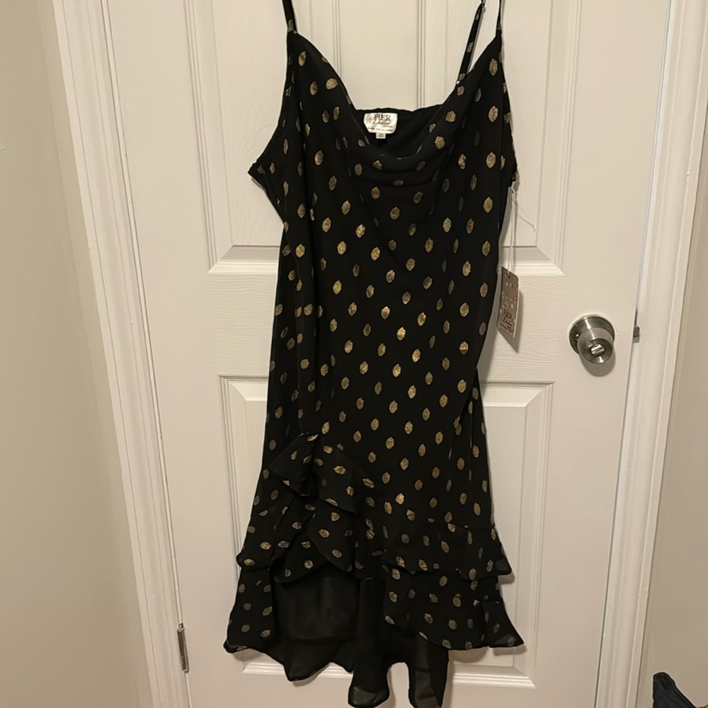 Ruffle dress with cowl neck
